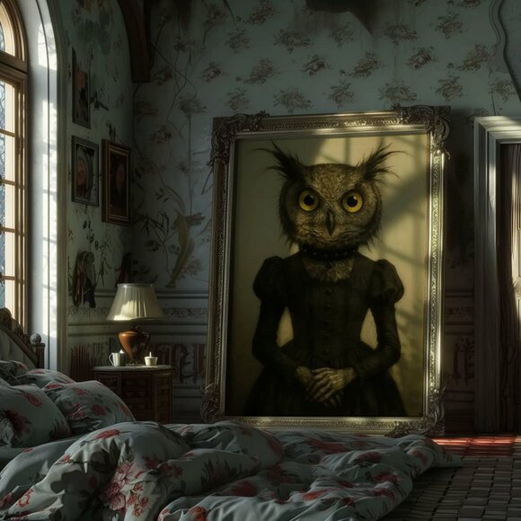 Original Victorian Owl Art Print + Digital Copy - Picture 8 of 10